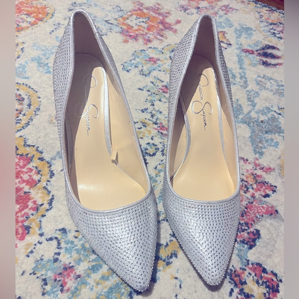 Jessica Simpson Silver Rhinestone stiletto pumps